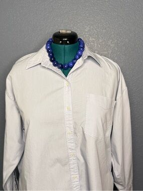 Anthropologie Light Gray Women's Button-Down Shirt 100% Cotton Like New